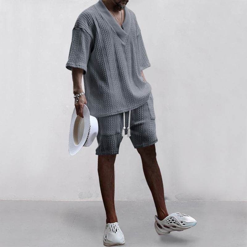 Buycenter Men's Casual Loose Knitwear Shorts Suit - Stylish & Comfortable - Buy Center
