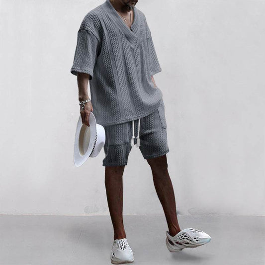 Buycenter Men's Casual Loose Knitwear Shorts Suit - Stylish & Comfortable - Buy Center