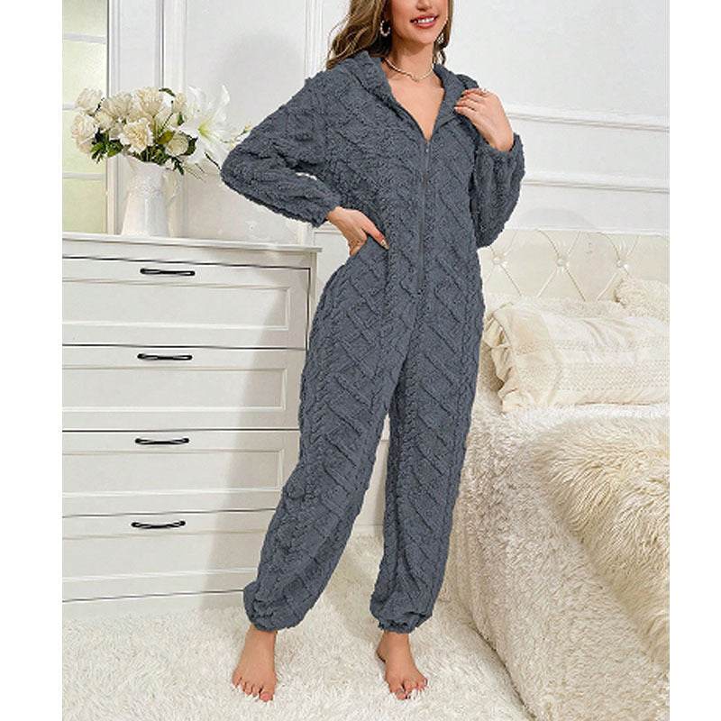Casual Warm Coral Fleece Pajamas - Soft & Cozy One-Piece for Home - Buy Center
