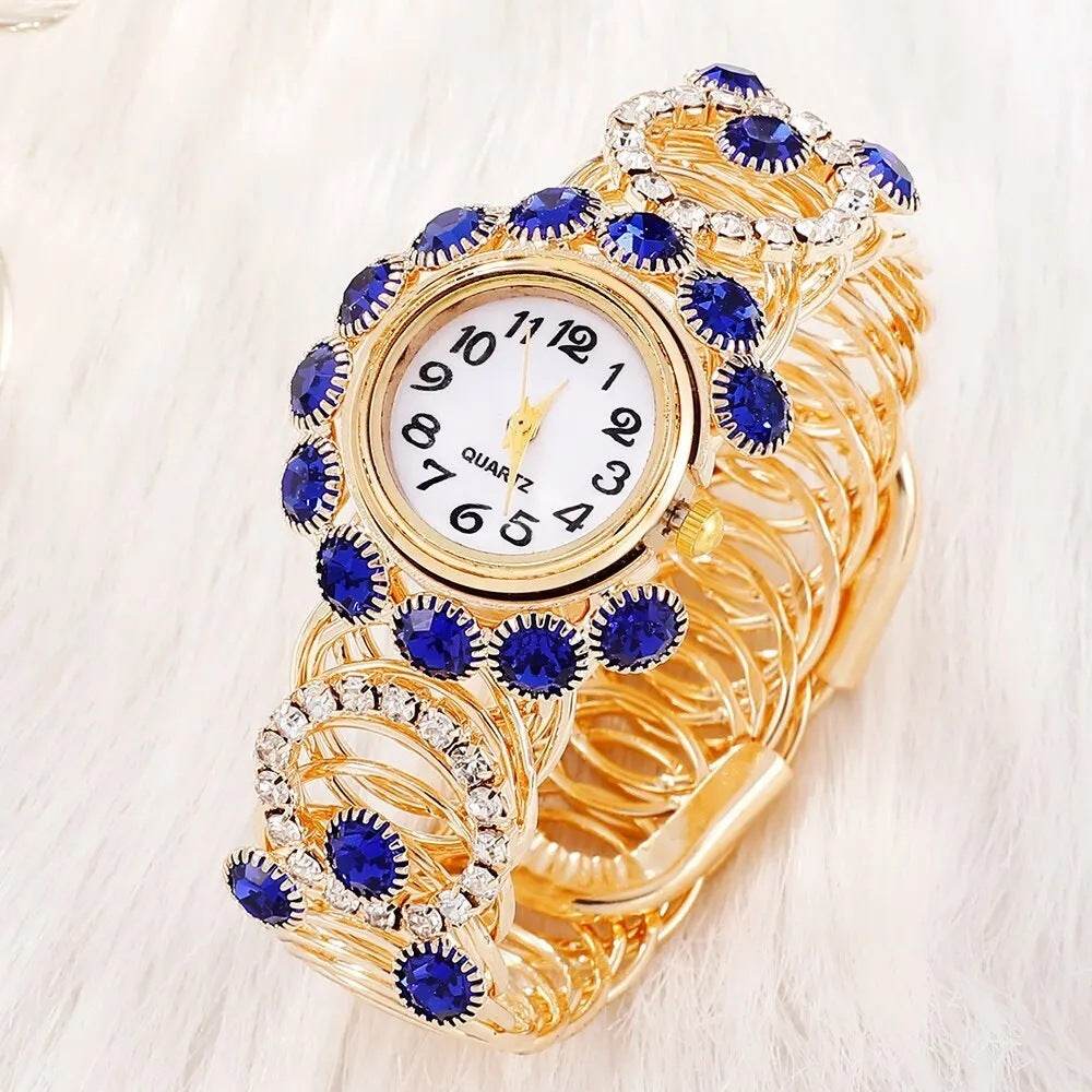 Buy Center Ladies Steel Band Quartz Watch with Sapphire Ornament Set - Buy Center