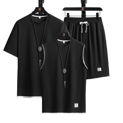 Buycenter Men's Summer Sports Suit - Short Sleeve Top & Shorts Set - Buy Center