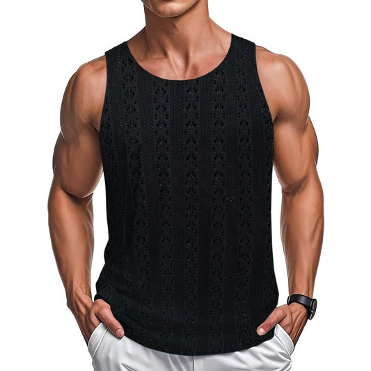 Casual Beach Style Round Neck Vest - Loose Fit in Khaki, White, Black - Buy Center