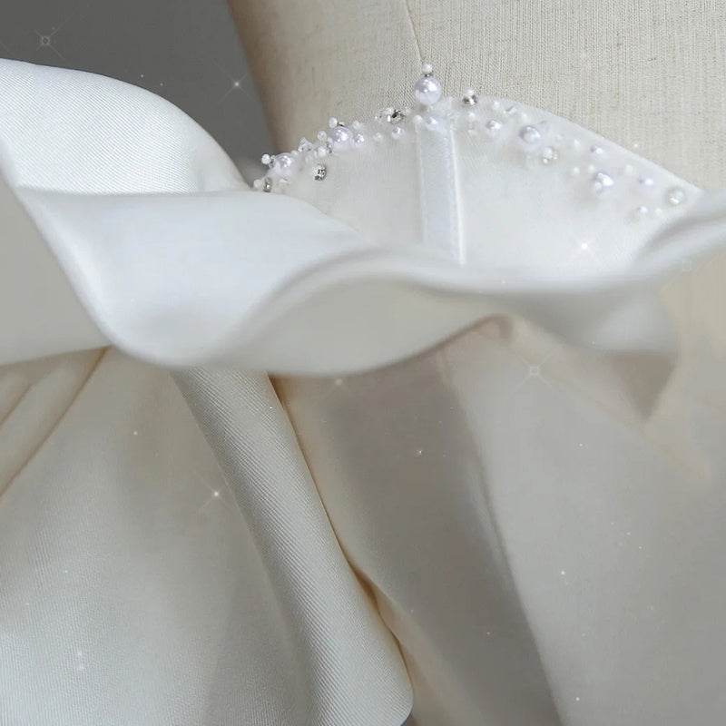 French Satin Light Wedding Dress - Soft Stylish Bridal Gown 2025 - Buy Center