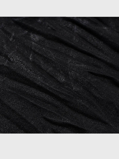 Vinyl Coated Wide Leg Trousers - Stylish Black Denim for Modern Men - Buy Center
