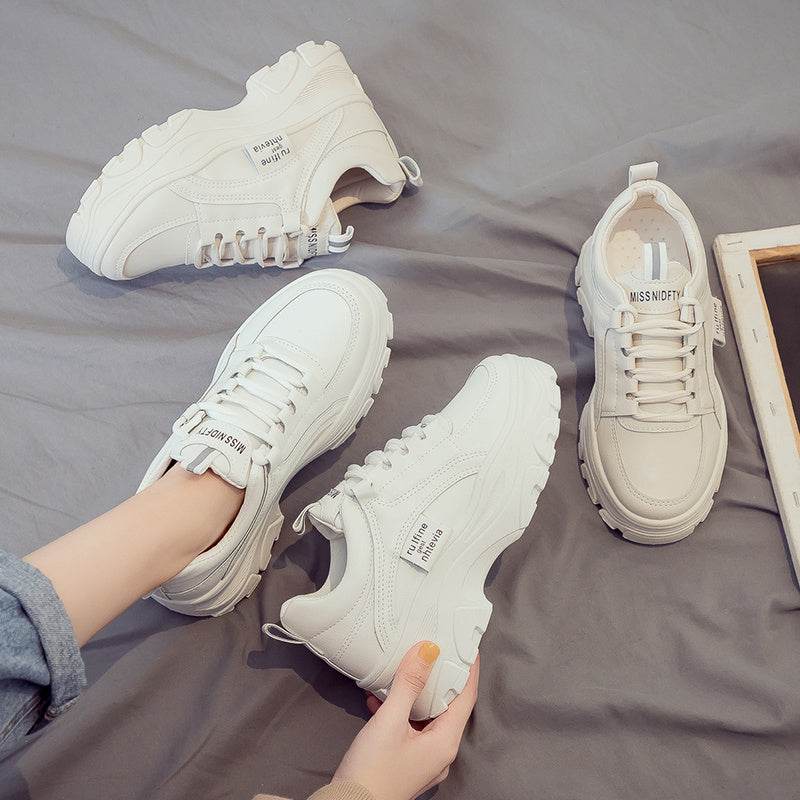 Buycenter Women's Trendy Thick Soled White Vulcanize Shoes - Casual Style - Buy Center