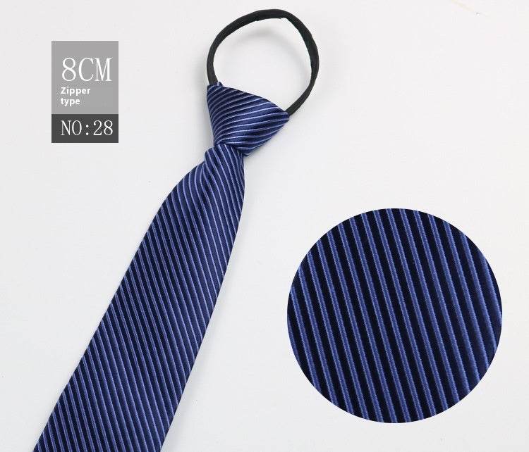 Black Striped Blue Business Tie - Lazy Zip Closure for Easy Wear - Buy Center
