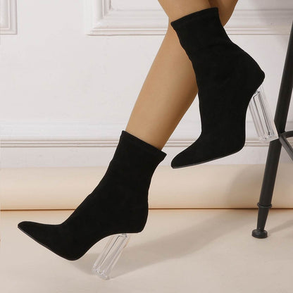 Buycenter Women's Chunky Heel Martin Boots - Super High Heel, Suede - Buy Center