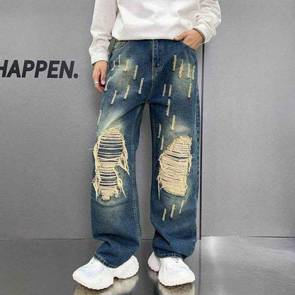 Loose Wide Leg Blue Washed Jeans - Stylish Fit for Sizes S to 3XL