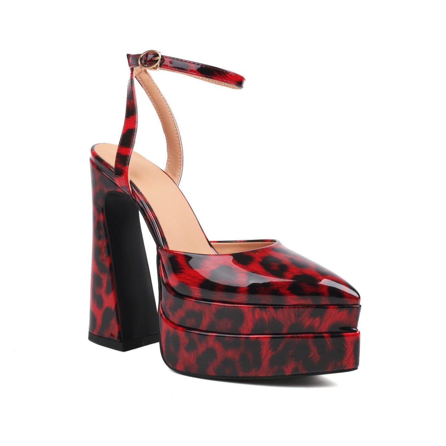 Women's Leopard Print Waterproof Heels - Chic Platform Pumps for 2025 - Buy Center