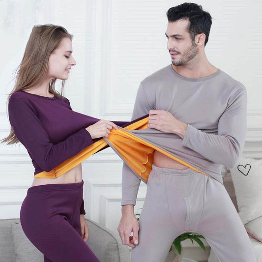 Men's Plush Thermal Underwear Set - Cozy Pullover & Loose Pants - Buy Center