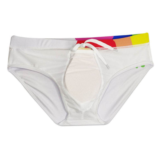 Stylish Men's Swim Briefs - Sexy Color Printed Tape Cup Design - Buy Center