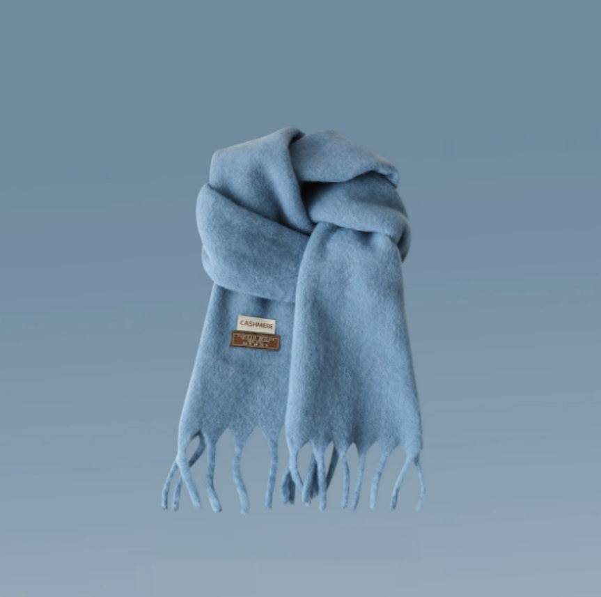 Women's Thick Warm Winter Shawl - Cozy Wool Wrap with Tassel Details - Buy Center