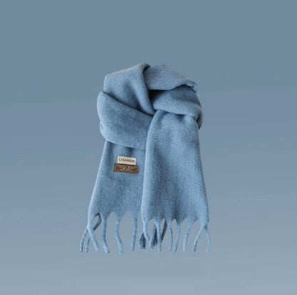 Women's Thick Warm Winter Shawl - Cozy Wool Wrap with Tassel Details - Buy Center