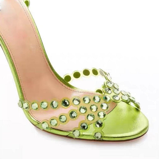 Buycenter Elegant Jelly Diamond Stiletto Heels - Stylish Round Toe Pumps - Buy Center