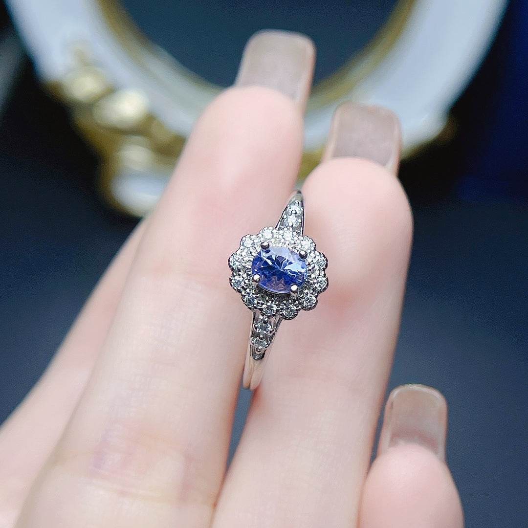 BuyCenter Natural Tanzanite Ring - Adjustable 925 Silver Jewelry - Buy Center