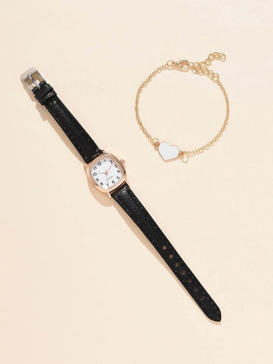 Buy Center Retro Women's Watch - Elegant Square Plate & Imitation Leather - Buy Center