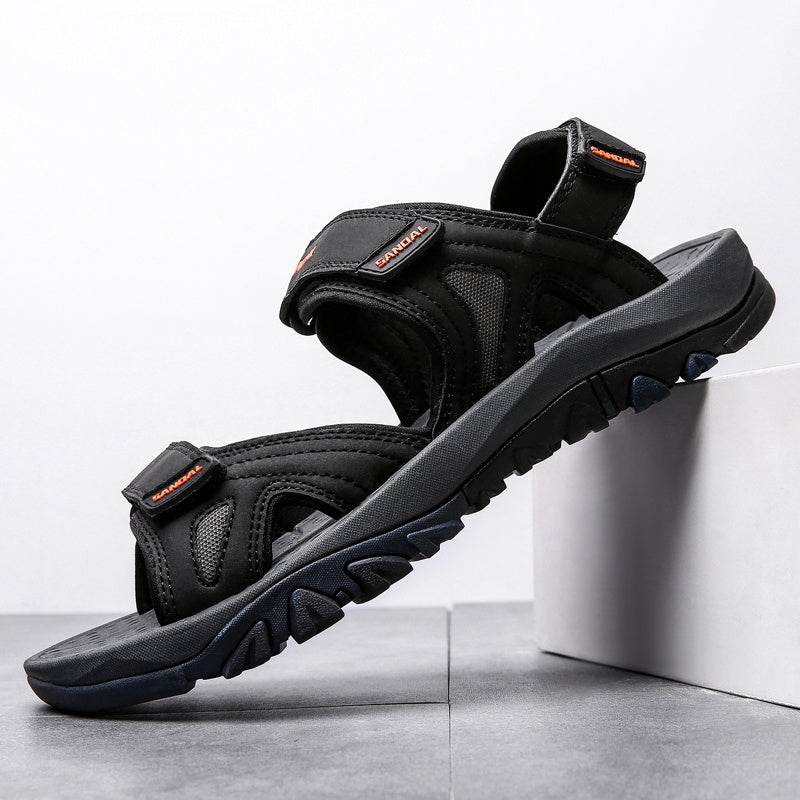 Buycenter Men's Leather Sandals - Breathable Beach Shoes, Extra-Large Fit - Buy Center