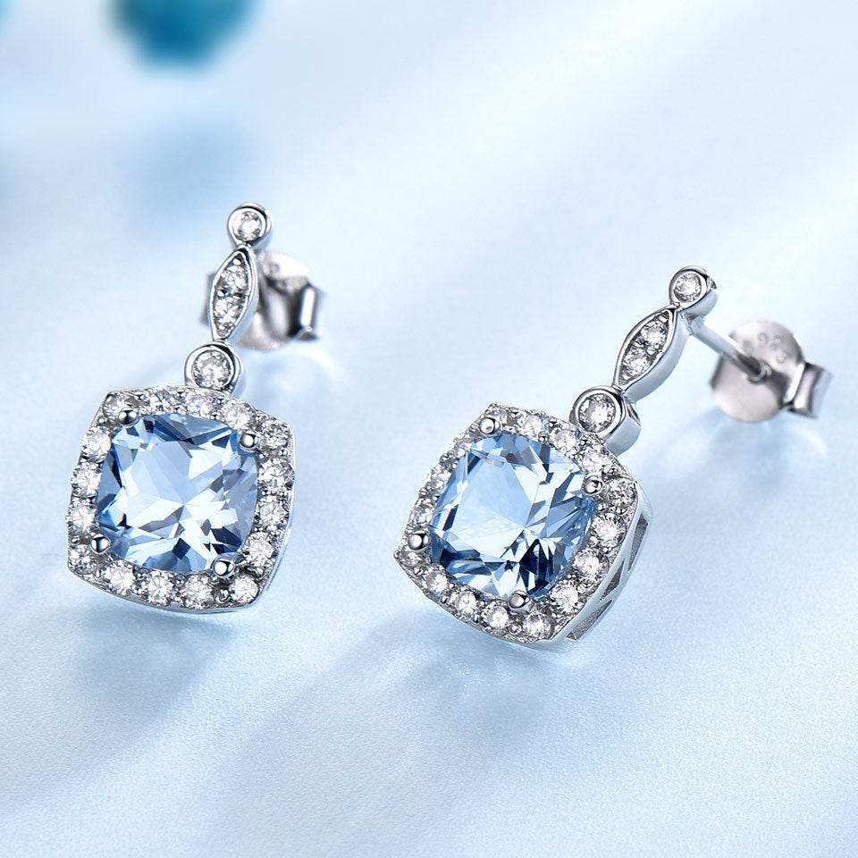 925 Sterling Silver Necklace Set - Elegant Sky Blue Topaz Gift Collection - Buy Center