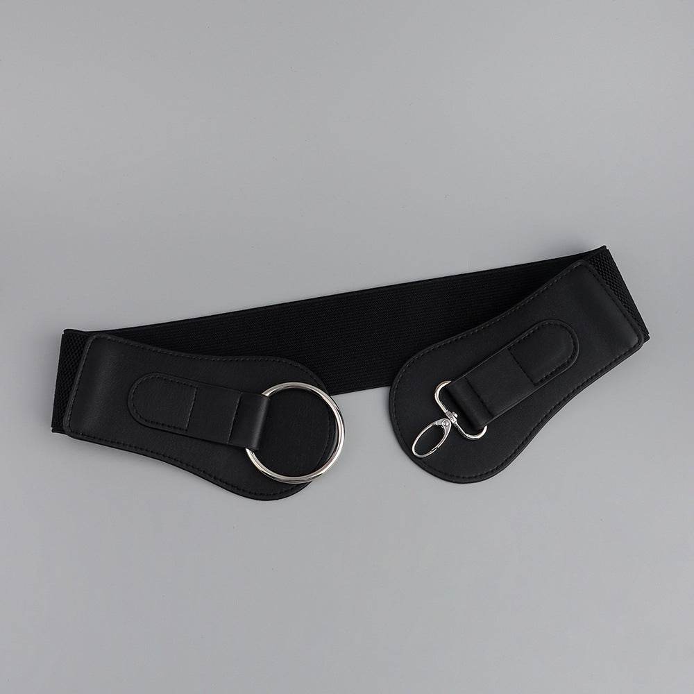 Women's PU Leather Wide Belt - Chic Design with Gold Buckle for 2025 - Buy Center