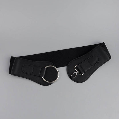 Women's PU Leather Wide Belt - Chic Design with Gold Buckle for 2025 - Buy Center