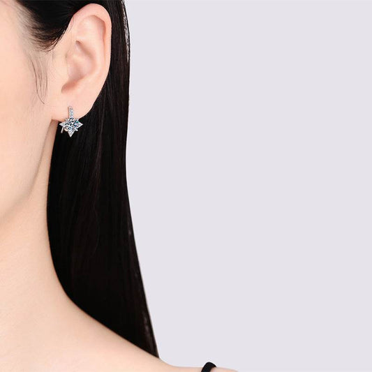 Female Octagonal Star Earrings - 925 Silver Bow Design, Chic Gemstone Options - Buy Center