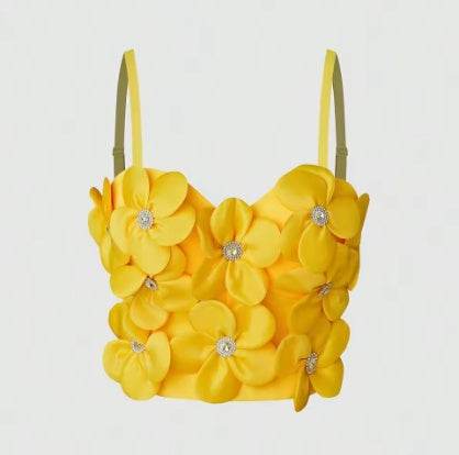 New Dopamine Floral Rhinestone Bandeau Top - Stylish Women's Sling Camis 2025 - Buy Center