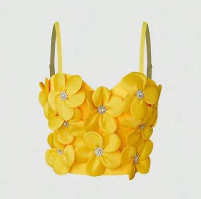 New Dopamine Floral Rhinestone Bandeau Top - Stylish Women's Sling Camis 2025 - Buy Center