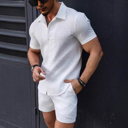 Men's Casual Two-Piece Suit - Summer Short-Sleeved Shirt & Shorts Set - Buy Center