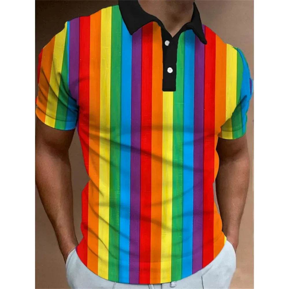 Men's 3D Rainbow Printing Casual T-Shirt - Summer Style & Ultimate Comfort - Buy Center