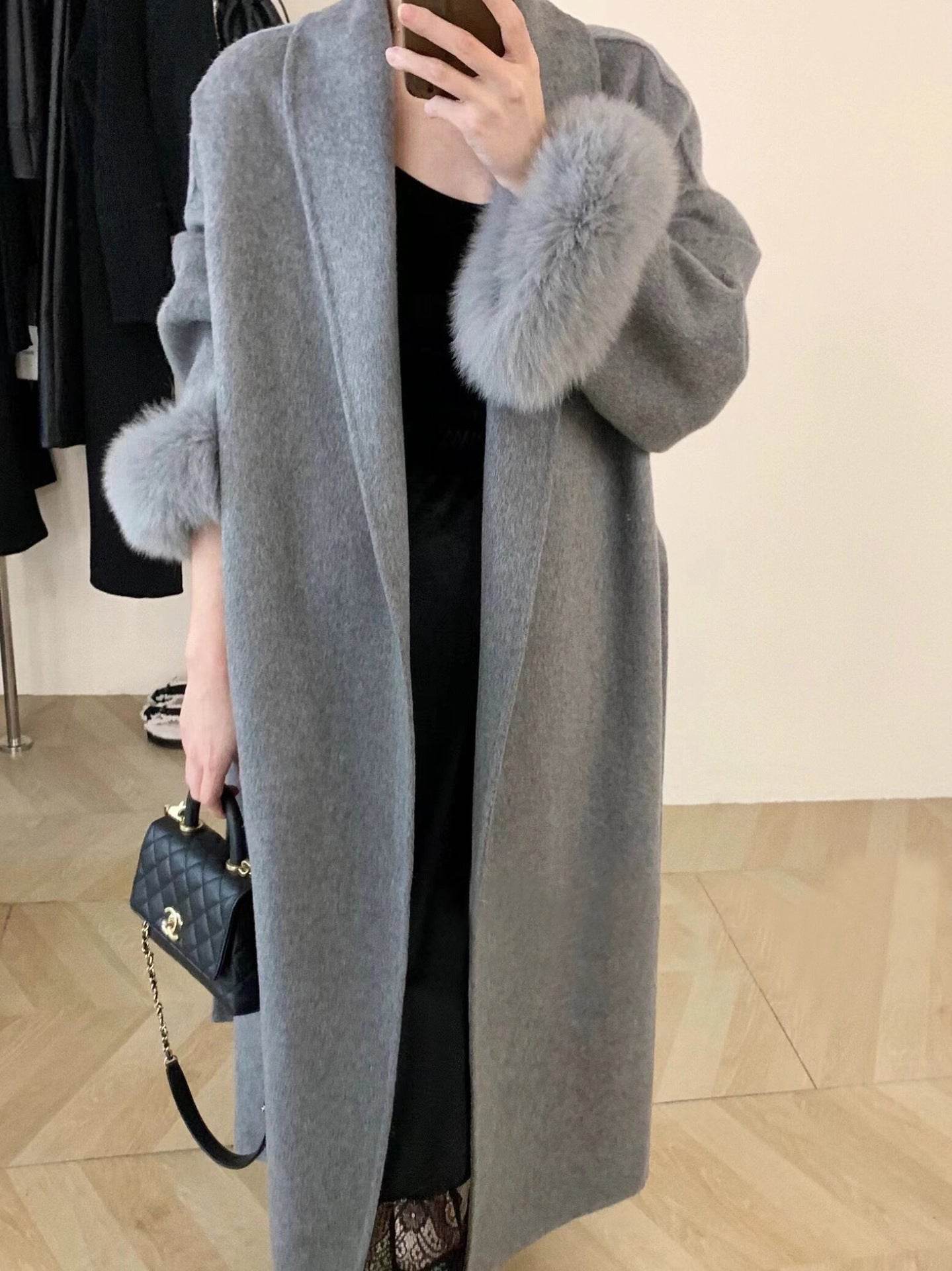 Women's Reversible Cashmere Coat - Elegant Long Lapel & Stylish Design - Buy Center