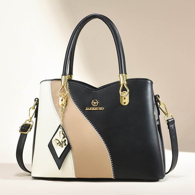 Large Capacity Contrast Color Handbag - Stylish Soft Leather Clutch - Buy Center