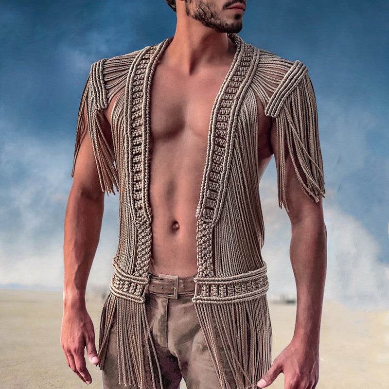 Creative Women's Beach Dress - Hand-Woven Tassel & Sexy Split Wrap - Buy Center