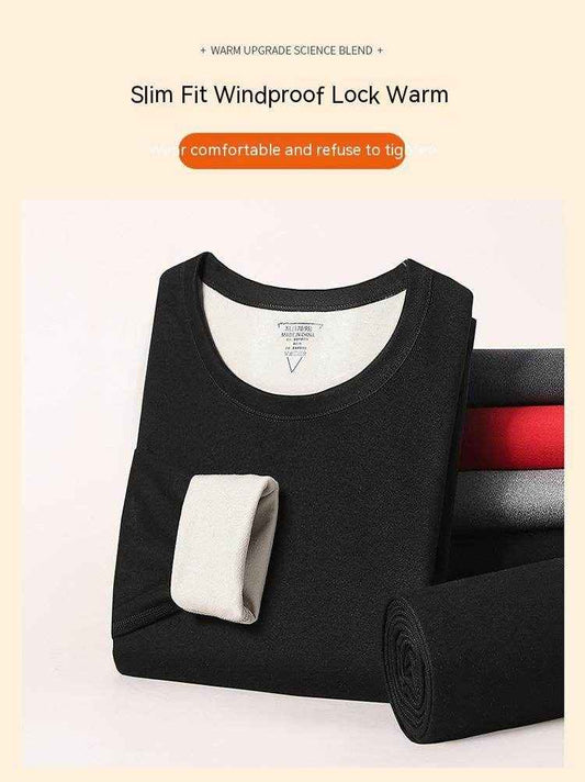 Men's Fleece-Lined Thermal Underwear - Round Neck Long Johns for Winter