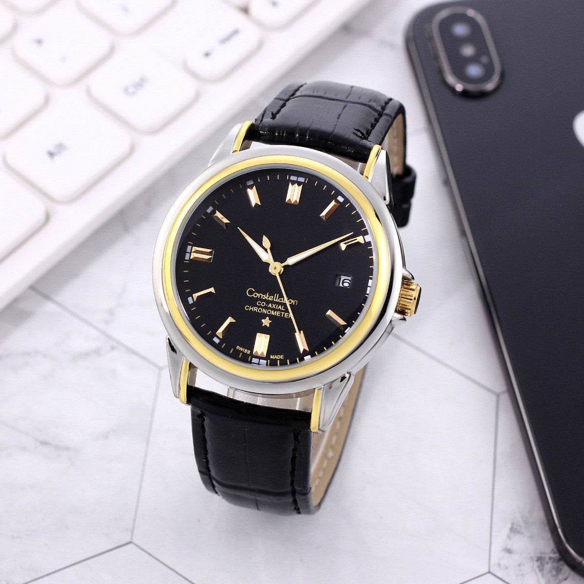 Buy Center Stainless Steel Mechanical Skeleton Watch - 40.5mm Dial Size - Buy Center