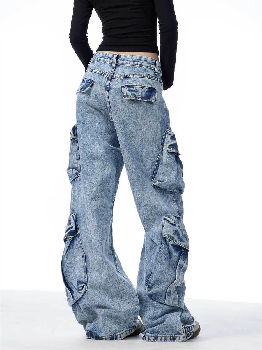 Women's Multi-Pocket Workwear Jeans - Loose Wide Leg Style & Comfort - Buy Center