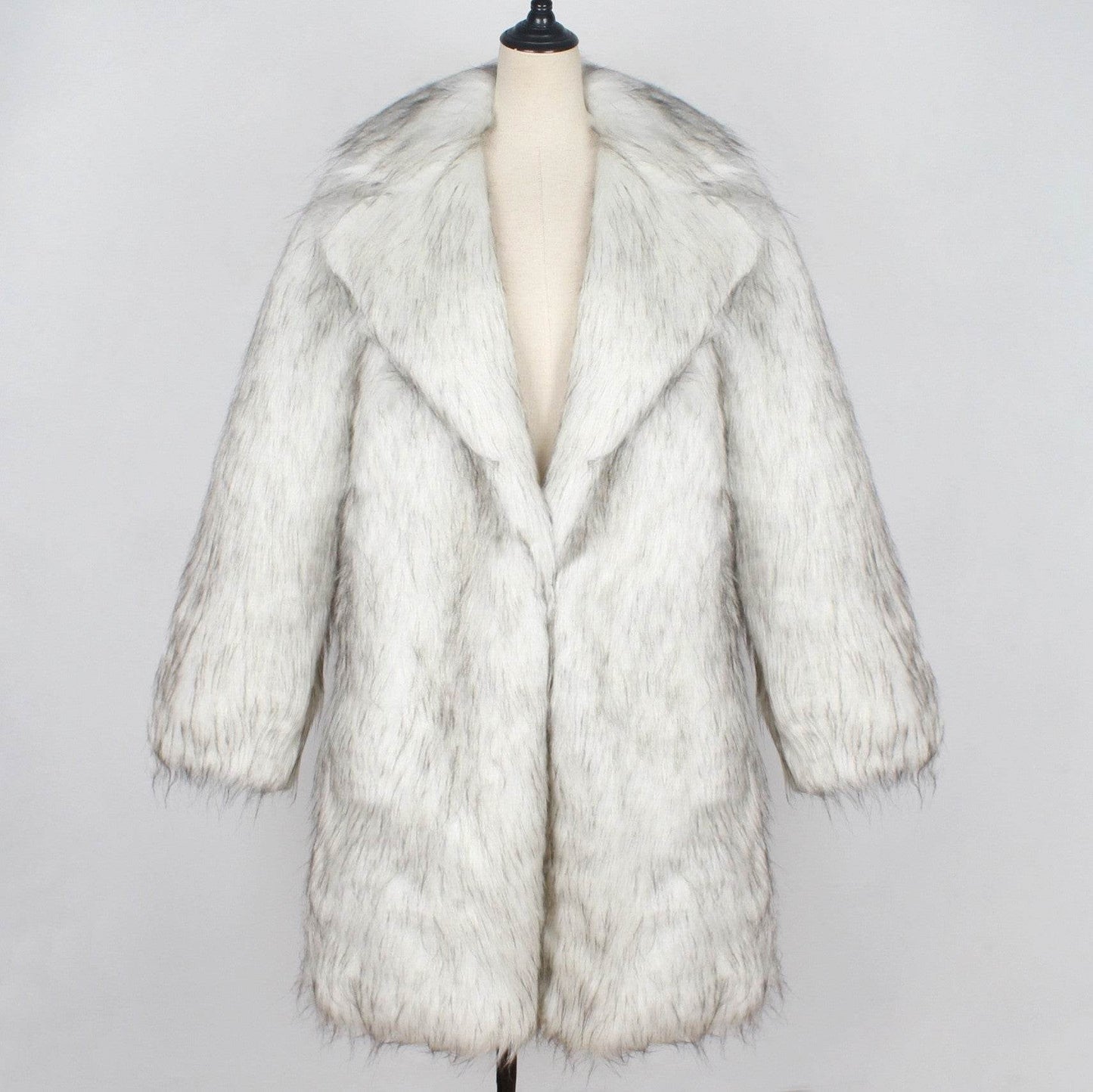 Men's Tailored Faux Fur Coat - Trendy Black & White Wool Blend 2025 - Buy Center