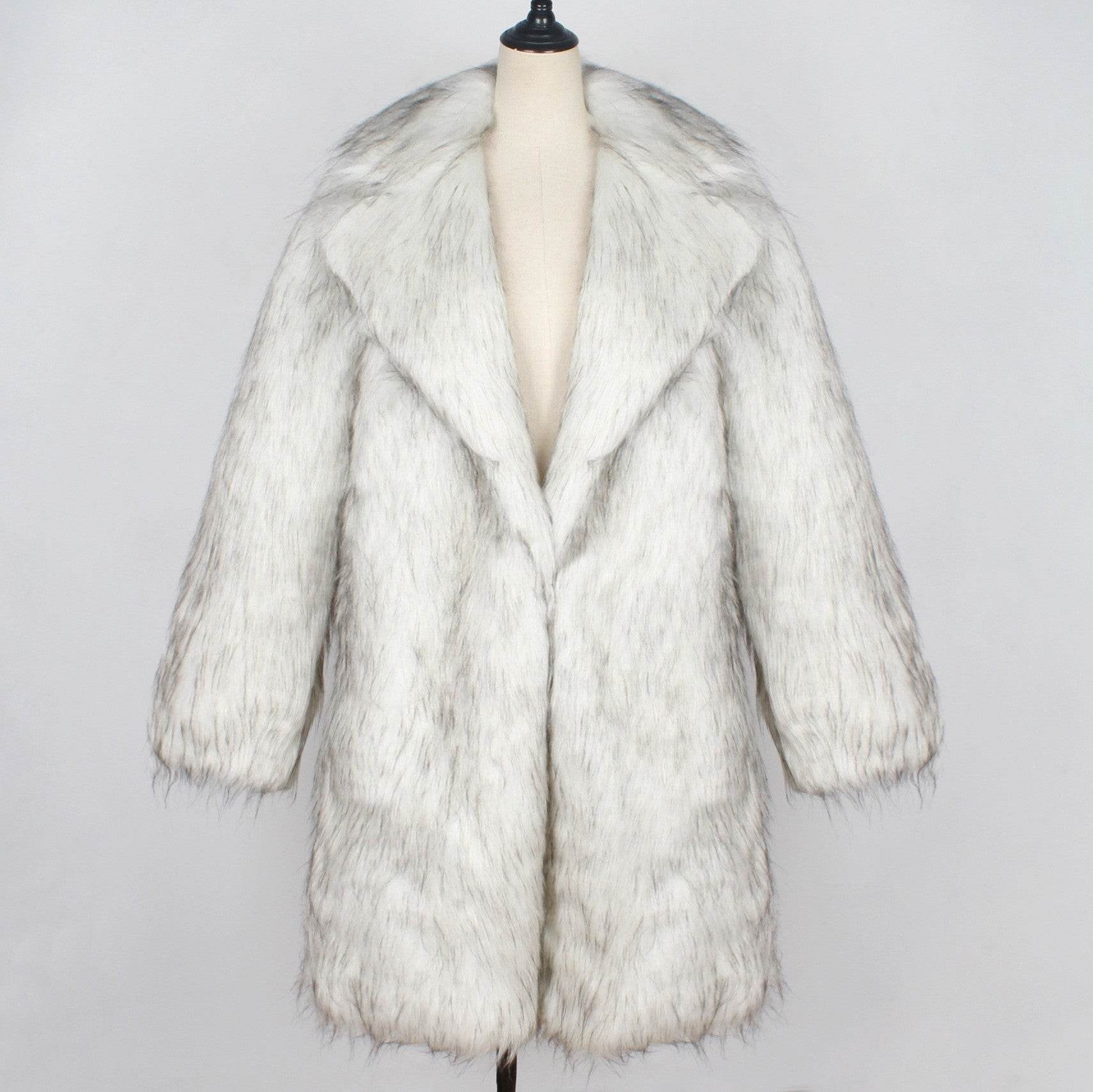 Men's Tailored Faux Fur Coat - Trendy Black & White Wool Blend 2025 - Buy Center