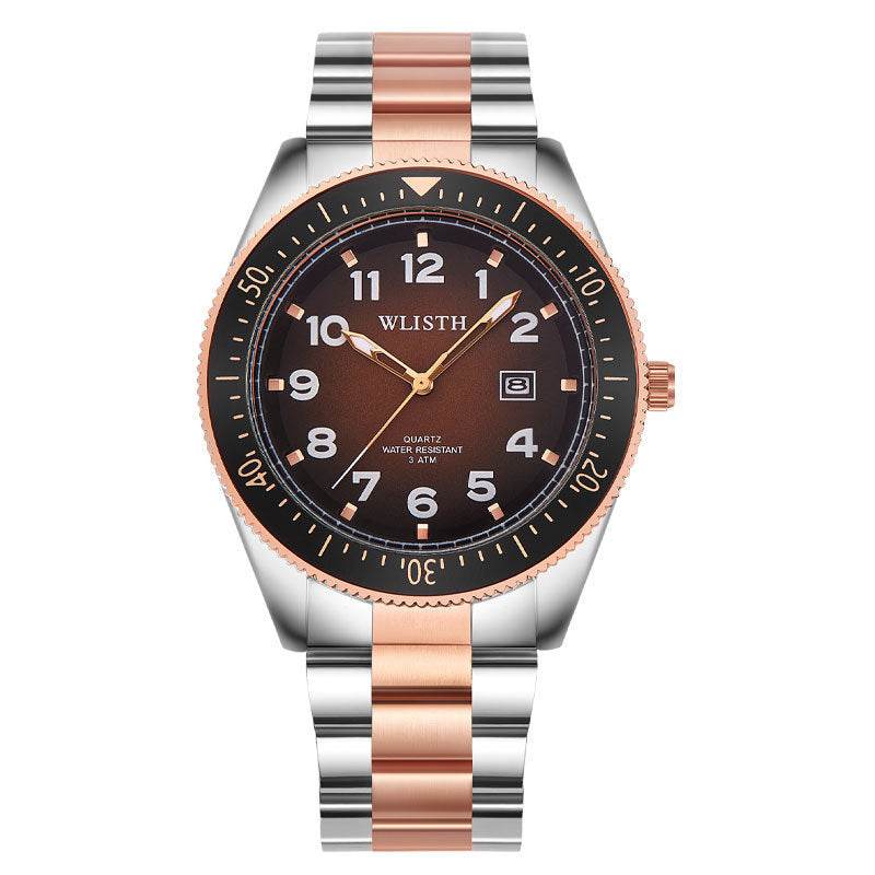 Men's Waterproof Luminous Quartz Watch - Steel Band with Calendar Feature - Buy Center
