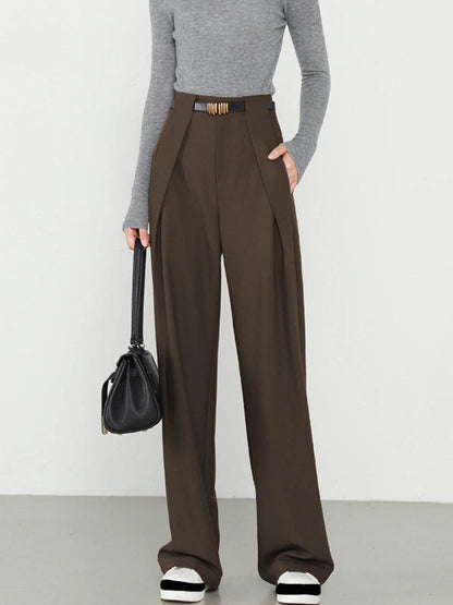 Women's Stylish Wide Leg Suit Pants - Premium Polyester Comfort - Buy Center