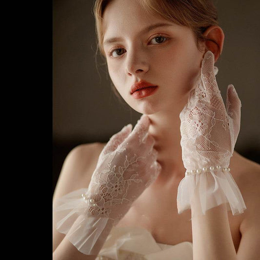 Women's Exquisite Lace Pearl Gloves - Elegant Chic Style for Every Occasion - Buy Center
