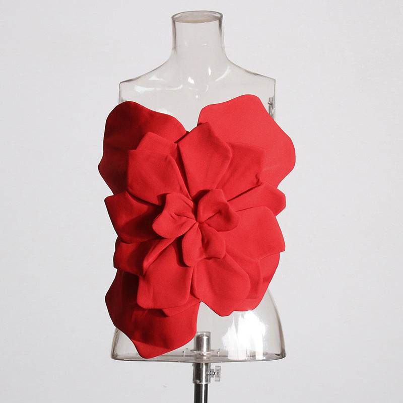 Three-Dimensional Flower Backless Tube Top Vest - Sexy Women's Camisole 2025 - Buy Center
