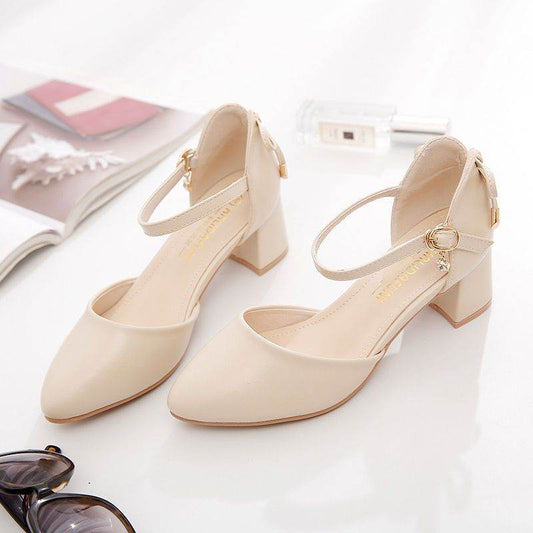 Buycenter Women's Closed Toe High Heels - Stylish Chunky Heel Pumps - Buy Center