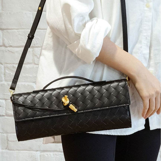 Buycenter Woven Shoulder Bag - Genuine Leather Crossbody Clutch - Buy Center