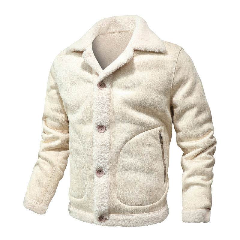 Stylish Solid Color Fur Coat for Men - Casual Slim Fit Winter Jacket - Buy Center