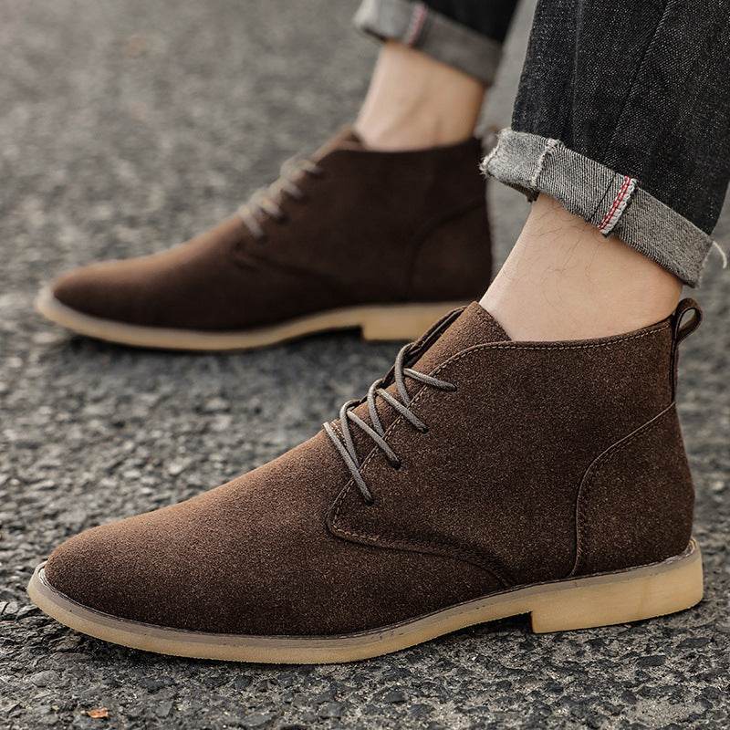 Retro British Men's Business Boots - Stylish PU Leather High Tops - Buy Center