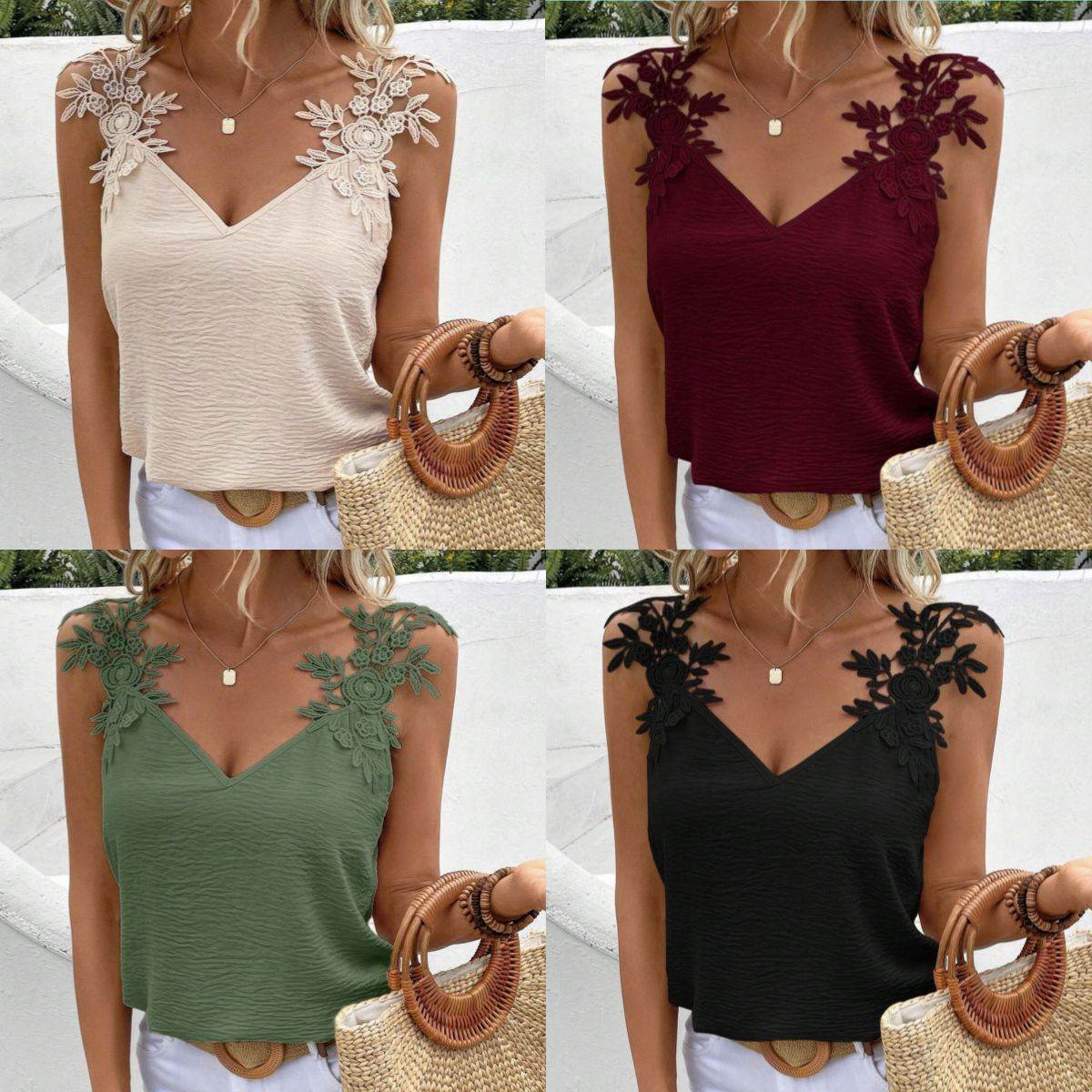 Elegant V-Neck Sling Top - Solid Color Ladies' Fashion for Modern Women - Buy Center