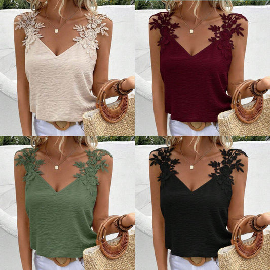 Elegant V-Neck Sling Top - Solid Color Ladies' Fashion for Modern Women - Buy Center