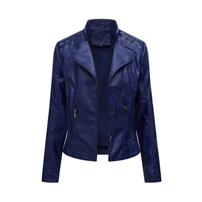 Buycenter Women's Slim PU Leather Jacket - Short Motorcycle Style - Buy Center