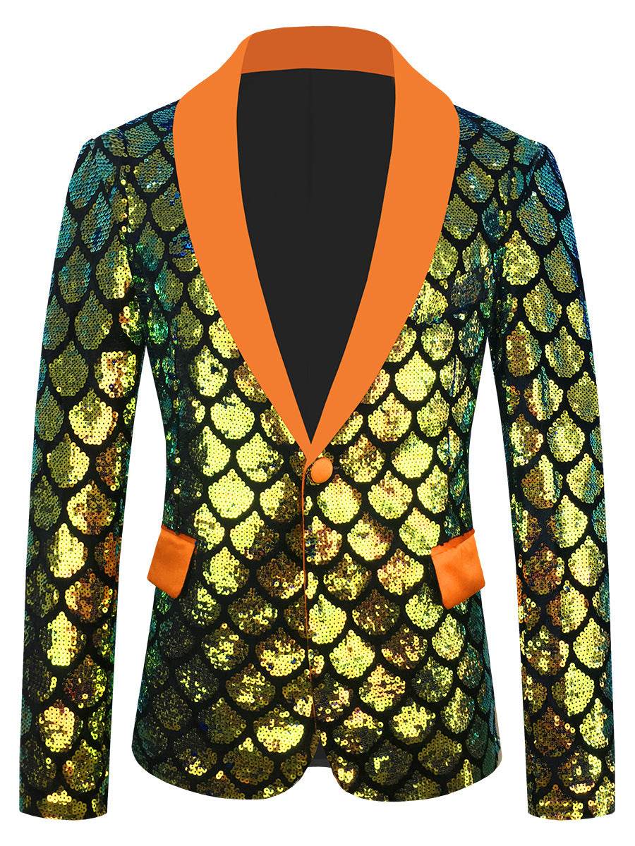 Men's Velvet Colorful Sequined Costume - Slim Fit & Unique Pocket Style - Buy Center