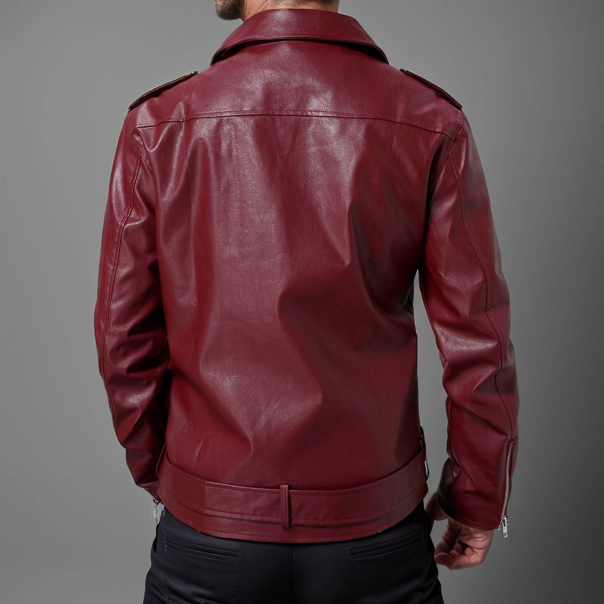 Slim Fit Lapel Leather Jacket - Premium Stylish Modal Fabric for Men - Buy Center